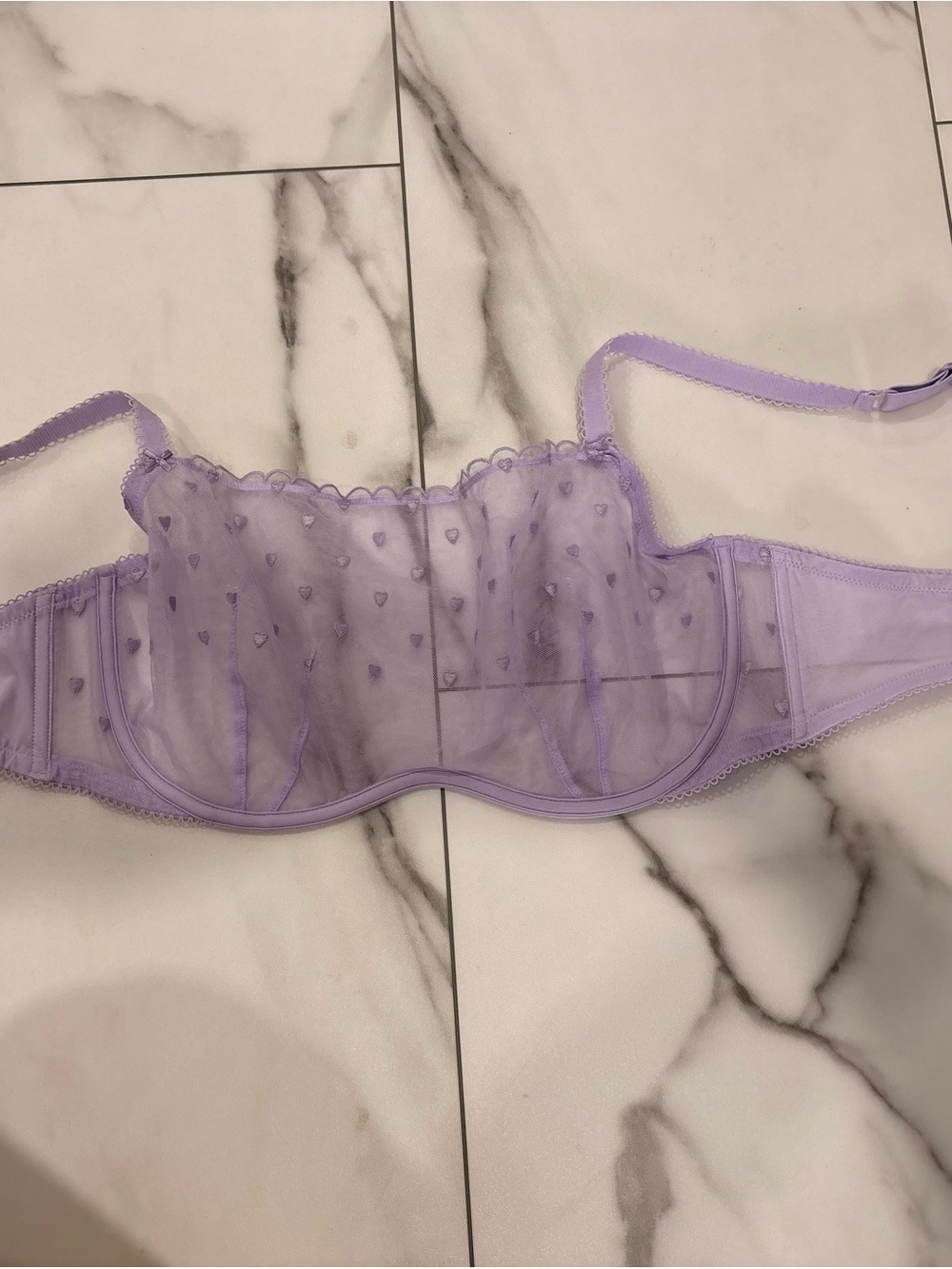 PINK Victoria's Secret Lilac Sheer Heart Underwire Bra